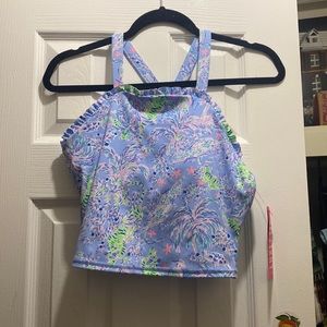 NWT Lilly Pulitzer Luxletic Letitia bra tank UPF 5 blue peri the turtle package